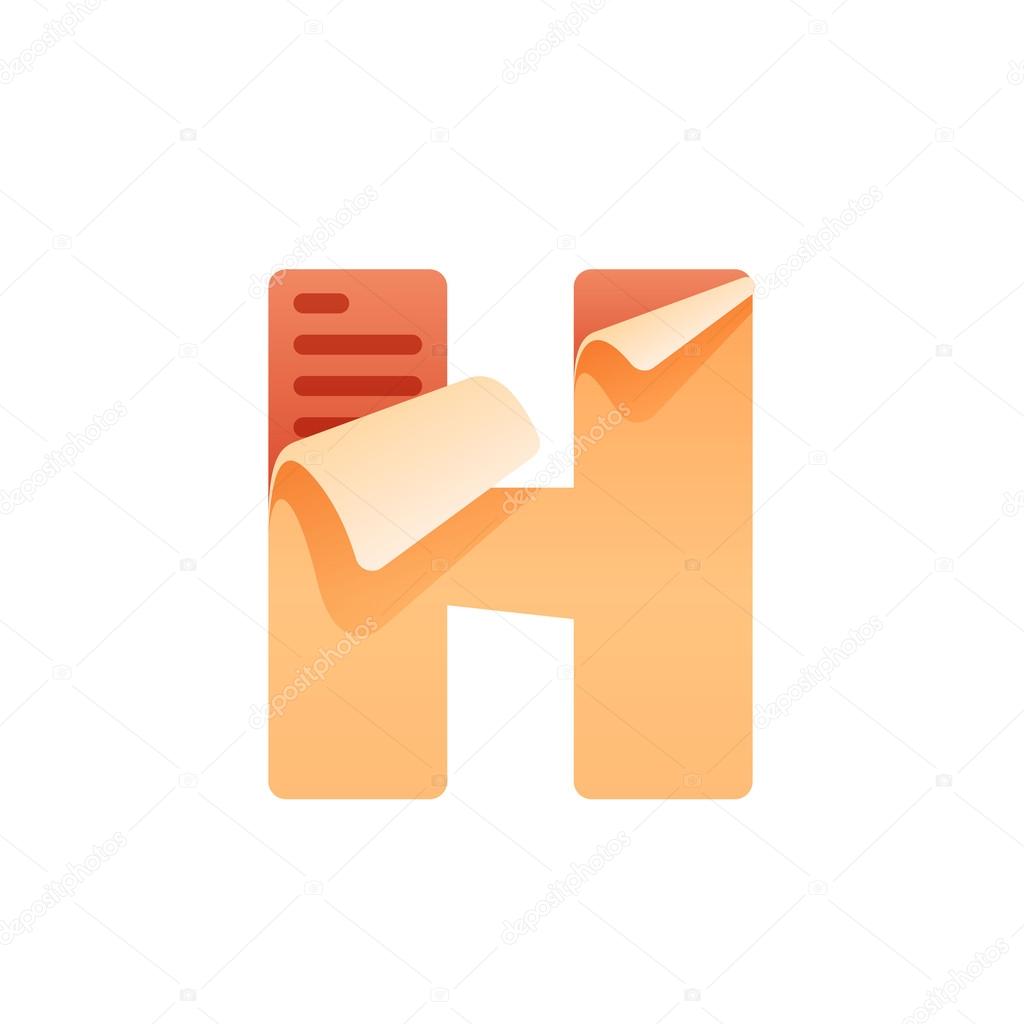 Vector paper style typeface. Task list icon letter for board, app icon, corporate identity, label or poster. H letter with task list icon. Task list paper.