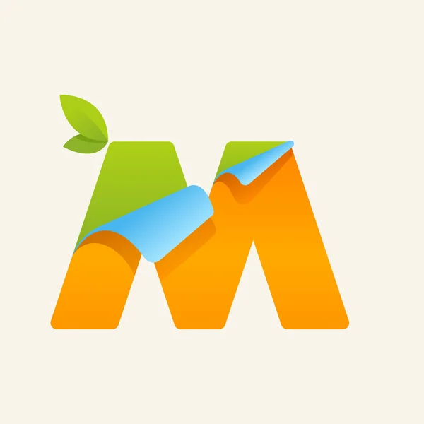 M paper letter logo — Stock Vector