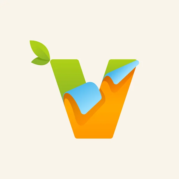 V paper letter logo — Stock Vector