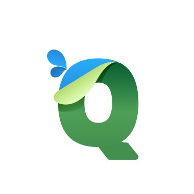 Mavi damlalı Q harf logosu 