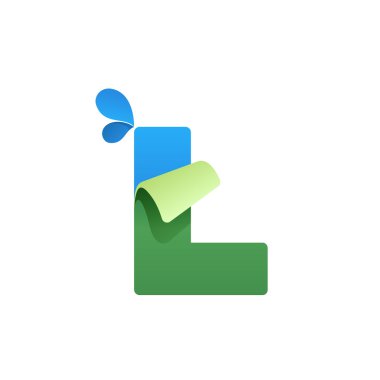 Mavi damlalı L harf logosu 