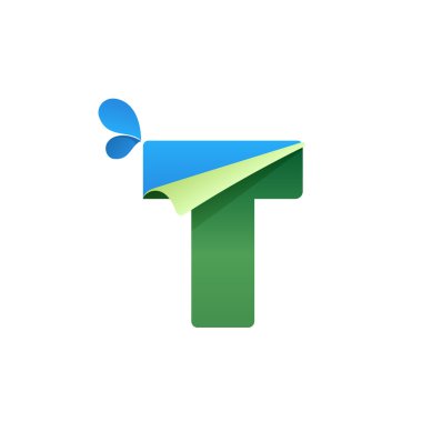 Mavi damlalı T harfi logosu 