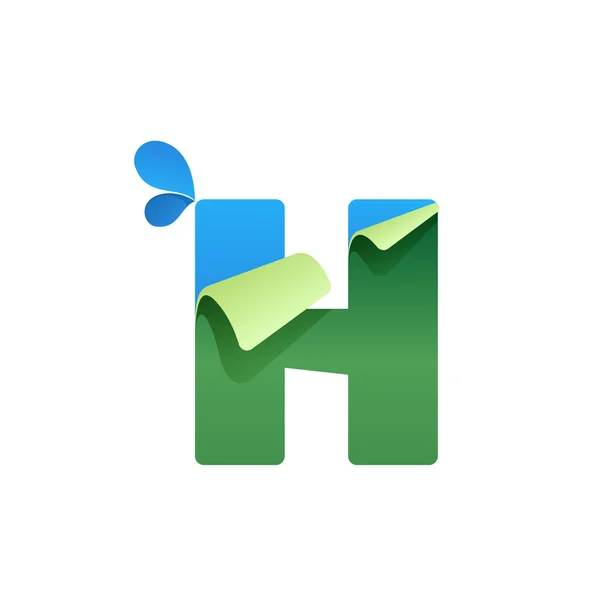 Логотип буквы H с голубыми каплями — стоковый вектор