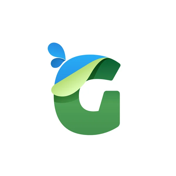 G lettera logo con gocce blu — Vettoriale Stock
