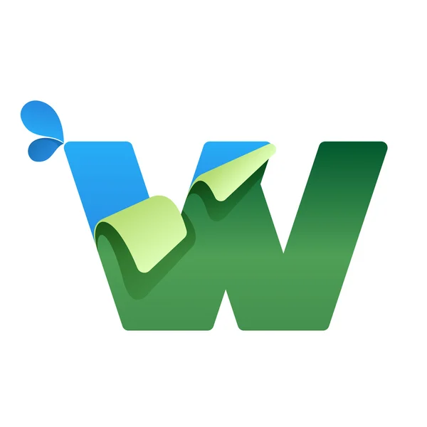 W letter logo with blue drops — Stock vektor