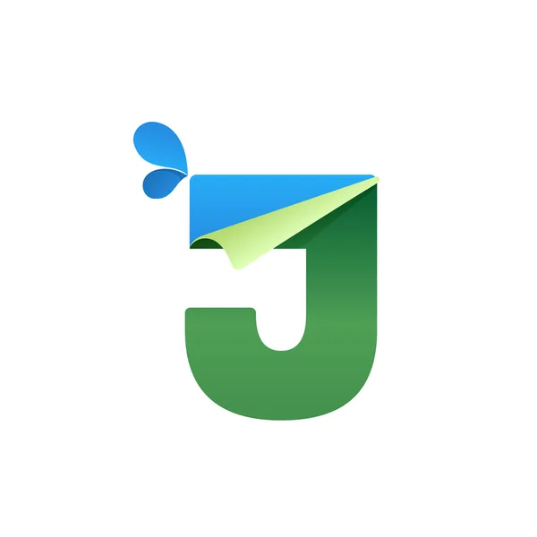 Логотип літери J з блакитними краплями — стоковий вектор