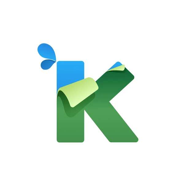 K letter logo with blue drops — Stock Vector