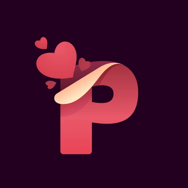Lettre P avec coin plié en papier — Image vectorielle