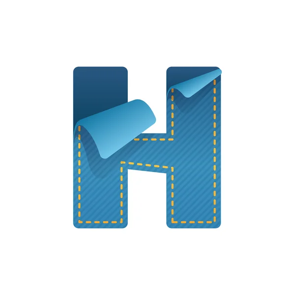 H letter van denim — Stockvector