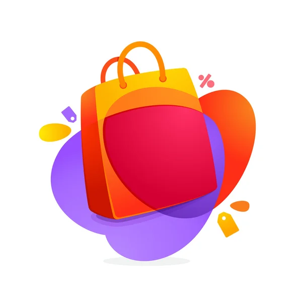 Shopping bag icon and Sale tag. — Stock Vector