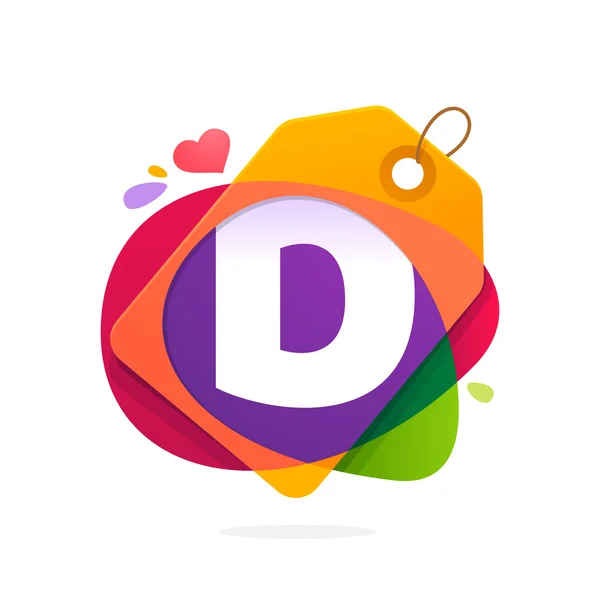 D letter logo with Sale tag. — Stock Vector