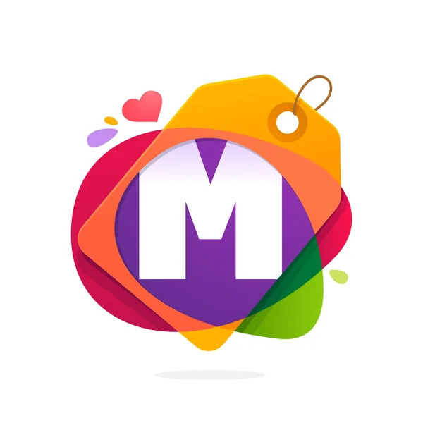 M-brev logotypen med försäljning tag. — Stock vektor