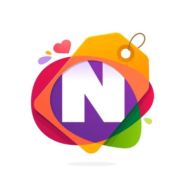 N letter logo with Sale tag. — Stock Vector