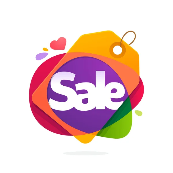 Logo de mot de vente avec étiquette de vente . — Image vectorielle