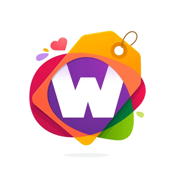 Λογότυπο γράμμα W με πώληση tag. — Διανυσματικό Αρχείο