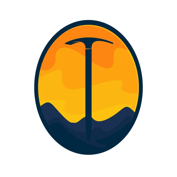 Logo with mountains and axe. — Stock Vector