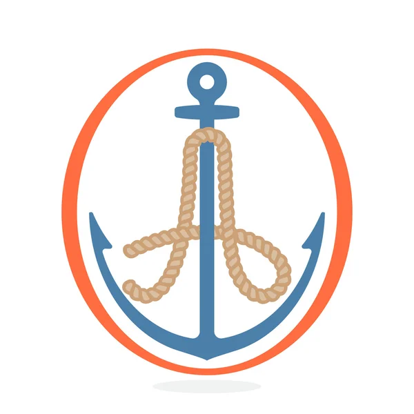 Letter A logo formed by rope with an anchor. — Stock Vector