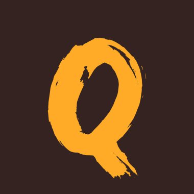 Q bir fırça ile harfi logosu boyalı.