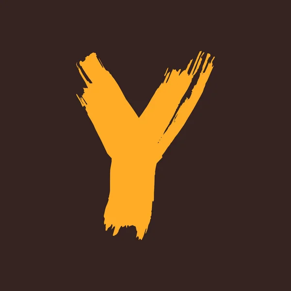 Y brev logotyp målad med pensel. — Stock vektor