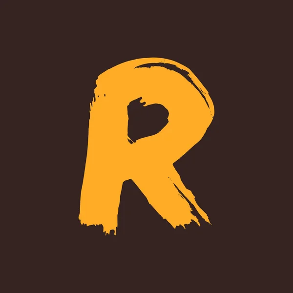 R lettera logo dipinto con un pennello . — Vettoriale Stock