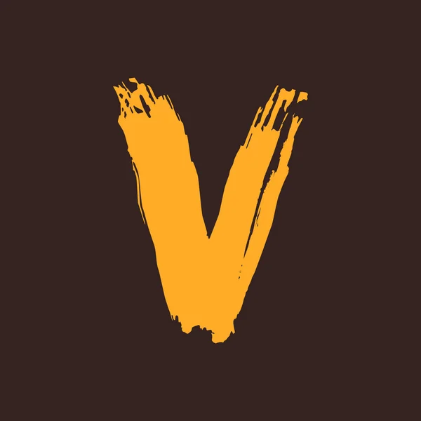 Logo lettre V peint avec un pinceau . — Image vectorielle