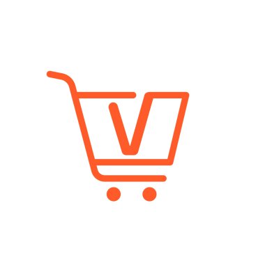 Alışveriş sepeti simgesi ile V harfi.