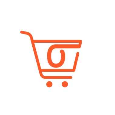 Alışveriş sepeti simgesi ile O mektup.