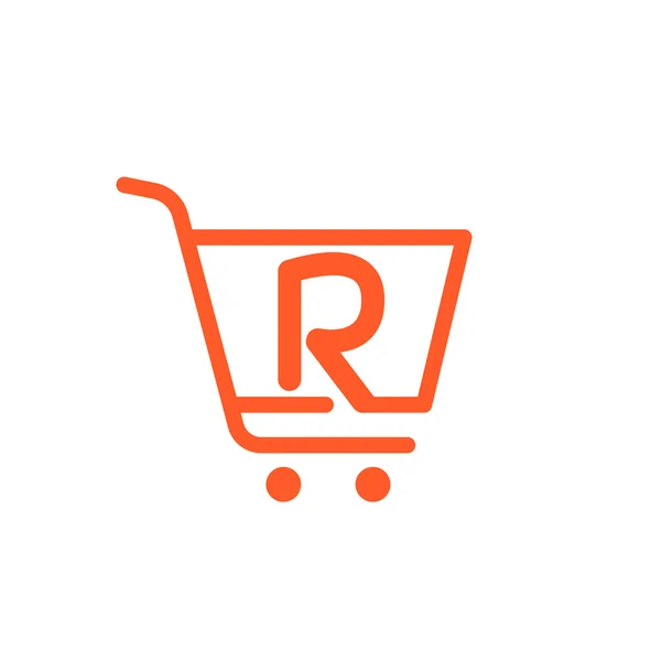 Litera R z ikoną koszyka zakupów. — Wektor stockowy