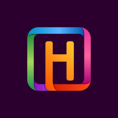 Kare h harfi renkli logosu.