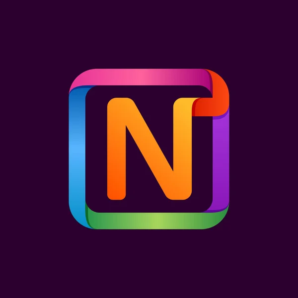 N letter colorful logo in square. — Stock Vector