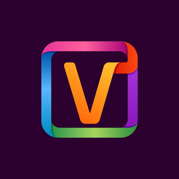 V logo colorido letra en cuadrado . — Vector de stock