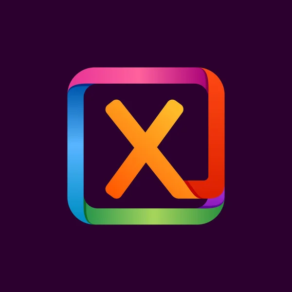 Barevné logo X ve čtverci. — Stockový vektor