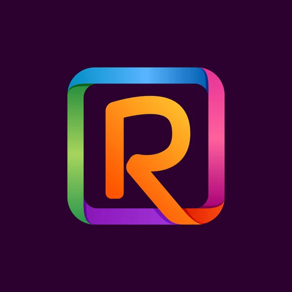 R letterkleur rijke logo in vierkante. — Stockvector