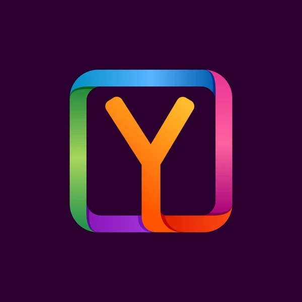 Y文字正方形のカラフルなロゴ. — ストックベクタ