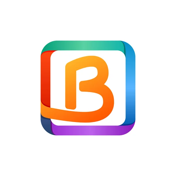 Logotipo letra B en cuadrado . — Vector de stock