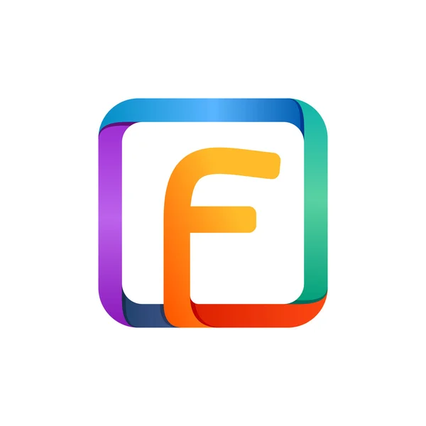 F letter logo in square. — Stock Vector