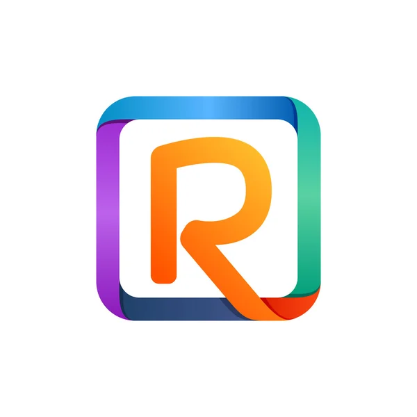 R γράμμα λογότυπο σε τετράγωνο. — Διανυσματικό Αρχείο