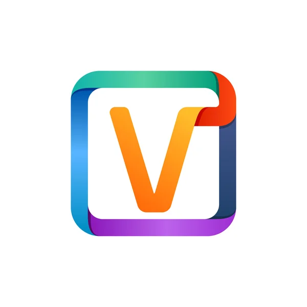 V-letter logo in vierkant. — Stockvector