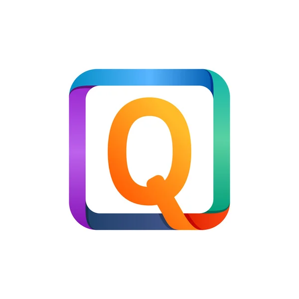 Q letter logo in vierkant. — Stockvector