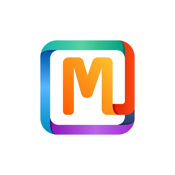 M lettre logo en carré . — Image vectorielle