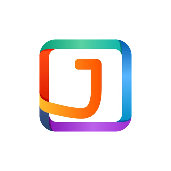 J letter logo in vierkante. — Stockvector