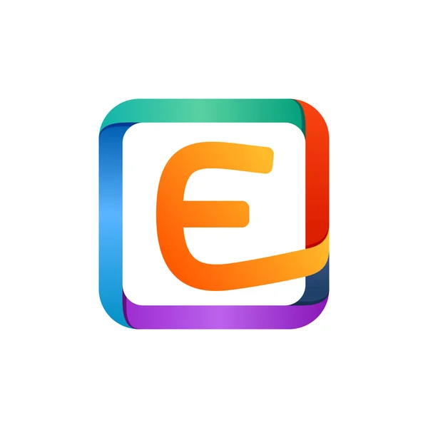 E letter logo in vierkante. — Stockvector