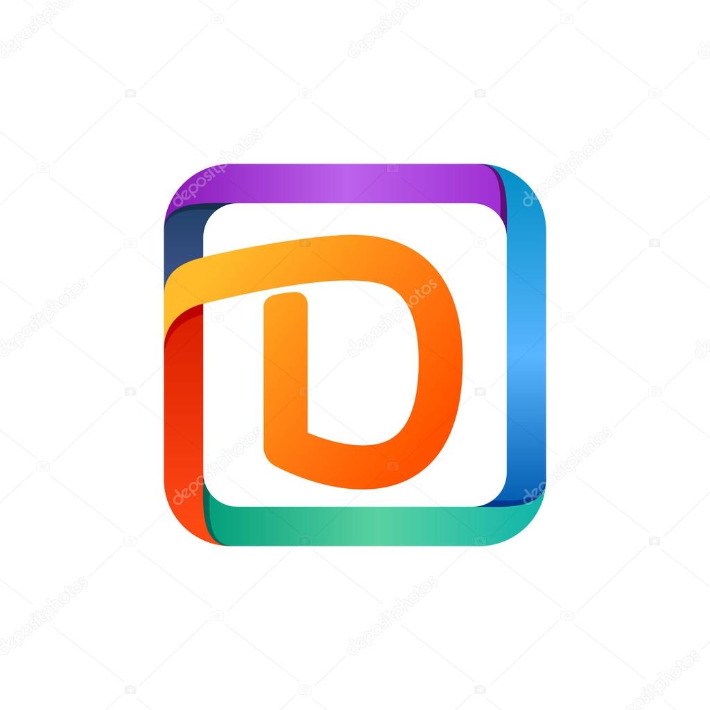 One line colorful style. Square Font style, vector design template elements for your  application icon. Square symbol for corporate identity.