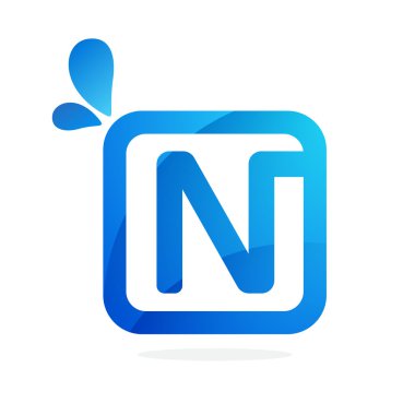 Mavi damlaile kare N harf logosu.