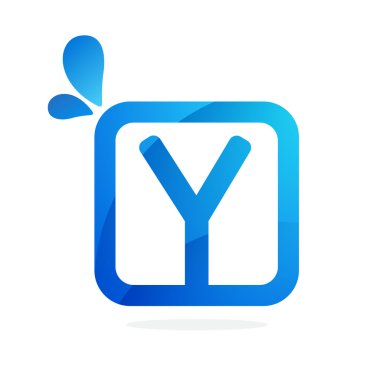 Mavi damlalı Y harfi logosu.