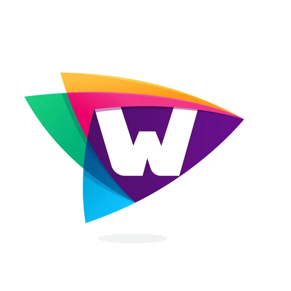 Γράμμα W λογότυπο στο τριγωνικό εικονίδιο διασταύρωση. — Διανυσματικό Αρχείο