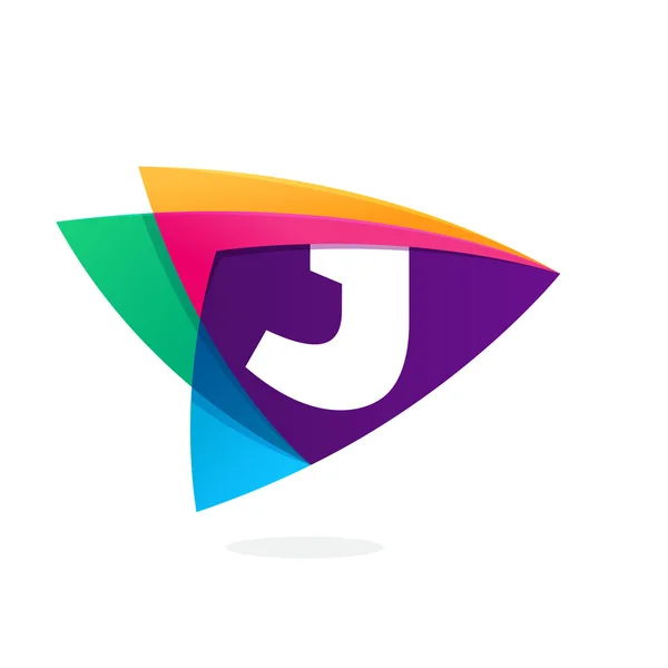 Letter J logo in triangle intersection icon. — Stock Vector