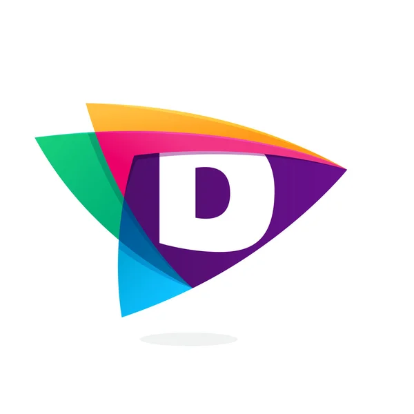 Letter D-logo in doorsnede driehoekje. — Stockvector
