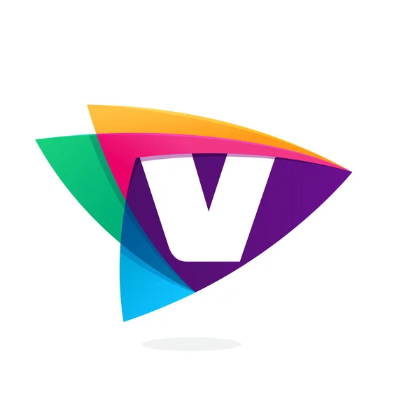 Letter V-logo in doorsnede driehoekje. — Stockvector