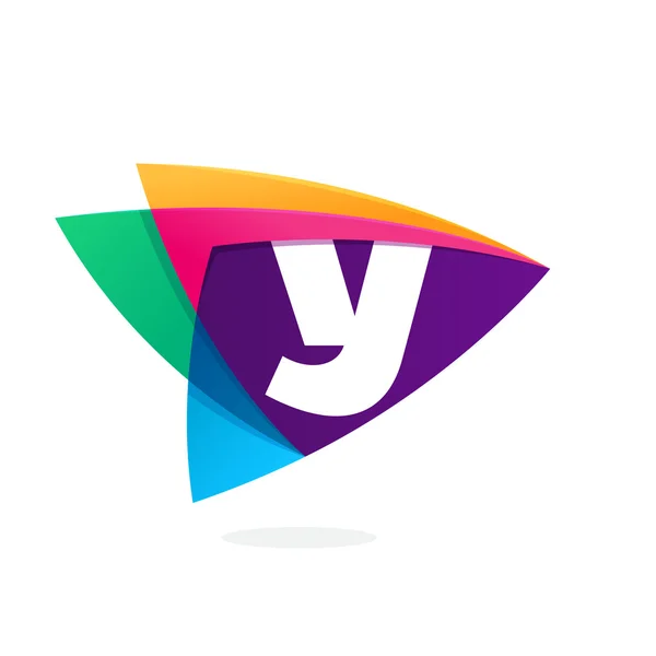 Logotipo da letra Y no ícone da intersecção do triângulo . — Vetor de Stock